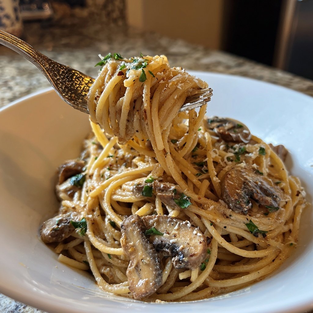 Spaghetti mit cremiger Pilzsauce