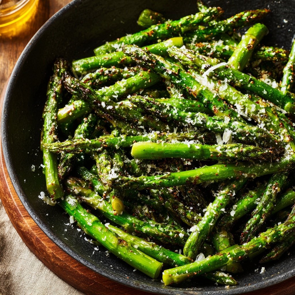 Grüner Spargel Pfanne Mit Parmesan