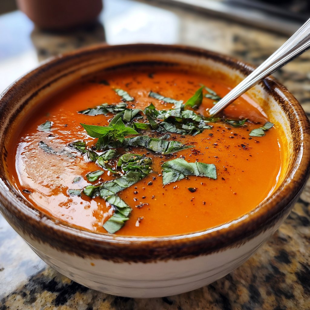 Tomatensuppe mit Basilikum
